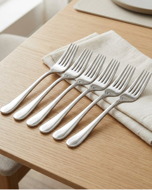 Smsco Polished Stainless Steel Dinner Forks Set of 6 20 cm - Lifestyle view