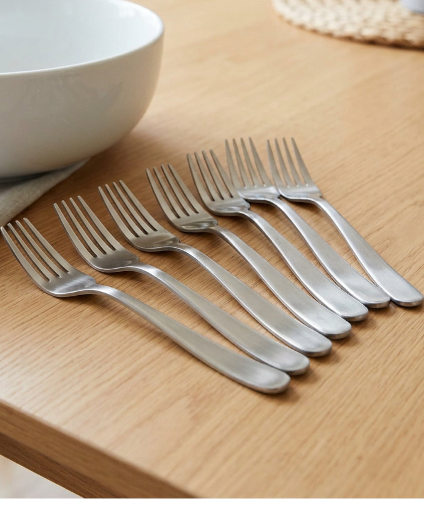 Smsco Satin Stainless Steel Salad Forks Set of 8 18 cm - Lifestyle view